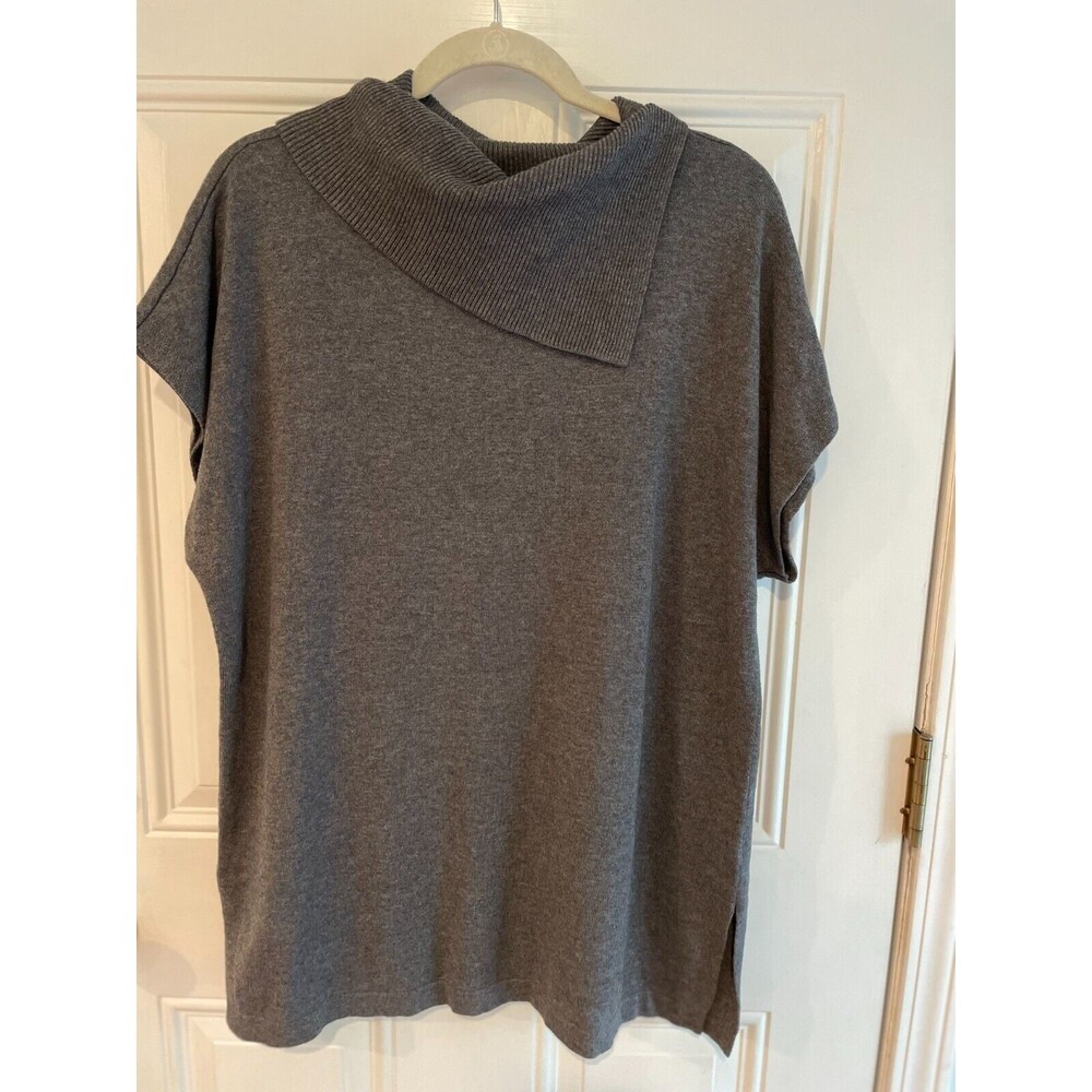 Vince Camuto Gray Short Sleeve Sweater Tunic Sz M, Oversized Neutral
